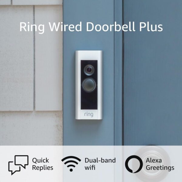 Ring Wired Doorbell Plus (Video Doorbell Pro) – Upgraded, with added security features and a sleek design (existing doorbell wiring required)