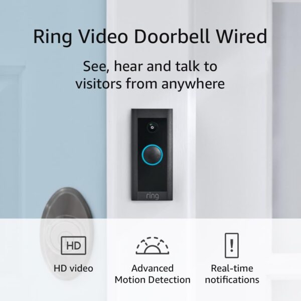 Ring Video Doorbell Wired (newest model), Use Two-Way Talk, advanced motion detection, HD camera and real-time alerts to monitor your front door (wiring required)