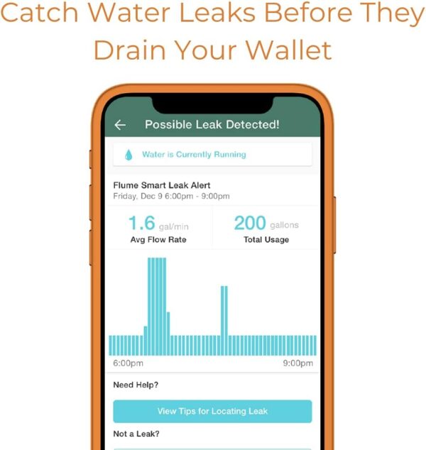 Flume 2 Smart Home Water Monitor & Water Leak Detector: Detect Water Leaks Before They Cause Damage. Monitor Your Water Use to Reduce Waste Installs in Minutes, No Plumbing Required - Image 2