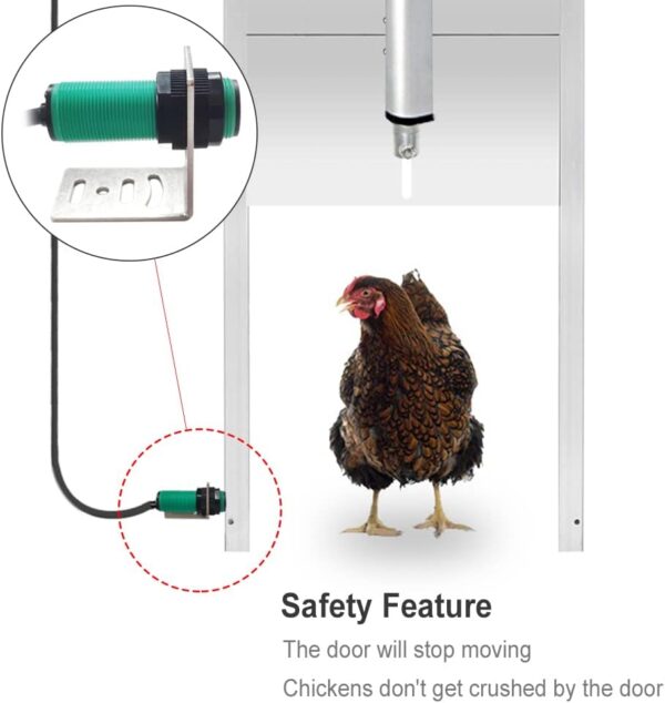 JVR Automatic Chicken Coop Smart Door Compatible with Alexa, Google Assistant - WiFi Electric Opener, Auto Sunrise/Sunset Dusk to Dawn Chicken Coop Doors, Chicken Coop Accessories - Image 5