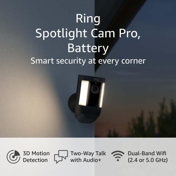 Ring Spotlight Cam Pro, Battery | 3D Motion Detection, Two-Way Talk with Audio+, and Dual-Band Wifi (2022 release) - White - Image 6