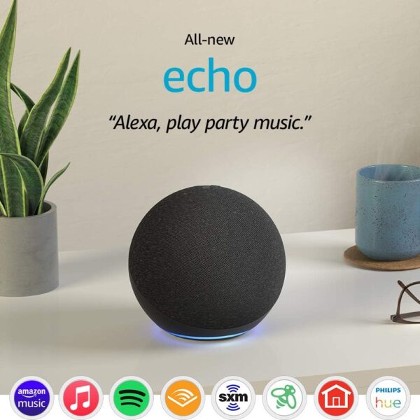 Certified Refurbished Echo (4th Gen) | With premium sound, smart home hub, and Alexa | Charcoal