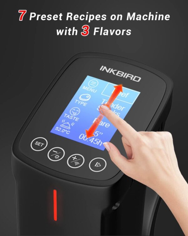 Inkbird WIFI Sous Vide Machine ISV-100W, 1000 Watts Sous-Vide Cooker Immersion Circulator with 14 Preset Recipes on APP & Calibration Function, Thermal Immersion, Fast-Heating with Timer |Best Gift - Image 4