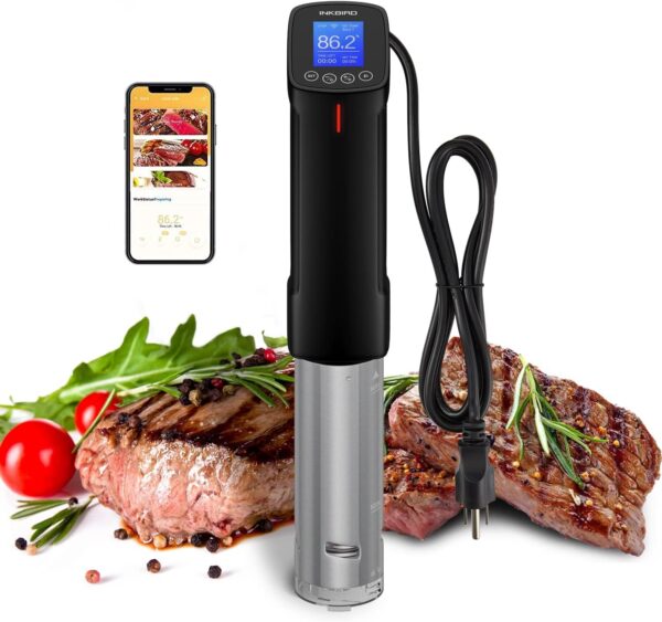 Inkbird WIFI Sous Vide Machine ISV-100W, 1000 Watts Sous-Vide Cooker Immersion Circulator with 14 Preset Recipes on APP & Calibration Function, Thermal Immersion, Fast-Heating with Timer |Best Gift