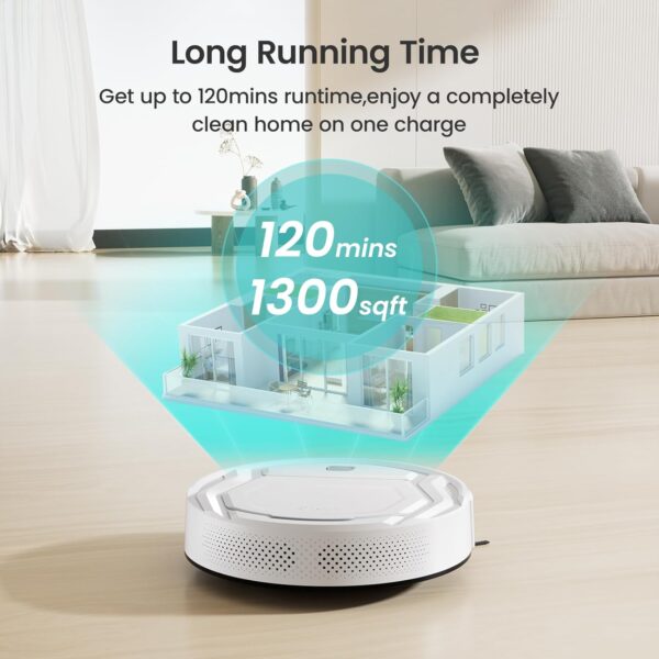 Lefant Robot Vacuum Cleaner, Strong Suction, 120 Mins Runtime, Slim, Low Noise, Automatic Self-Charging, Wi-Fi/App/Alexa Control, Ideal for Pet Hair Hard Floor and Daily Cleaning, M210 - Image 6