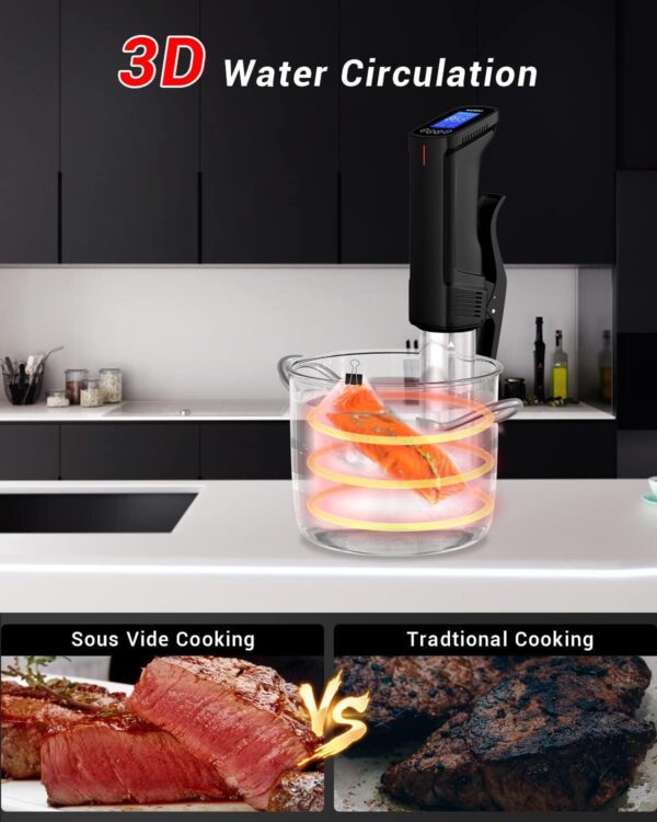 Inkbird WIFI Sous Vide Machine ISV-100W, 1000 Watts Sous-Vide Cooker Immersion Circulator with 14 Preset Recipes on APP & Calibration Function, Thermal Immersion, Fast-Heating with Timer |Best Gift - Image 5