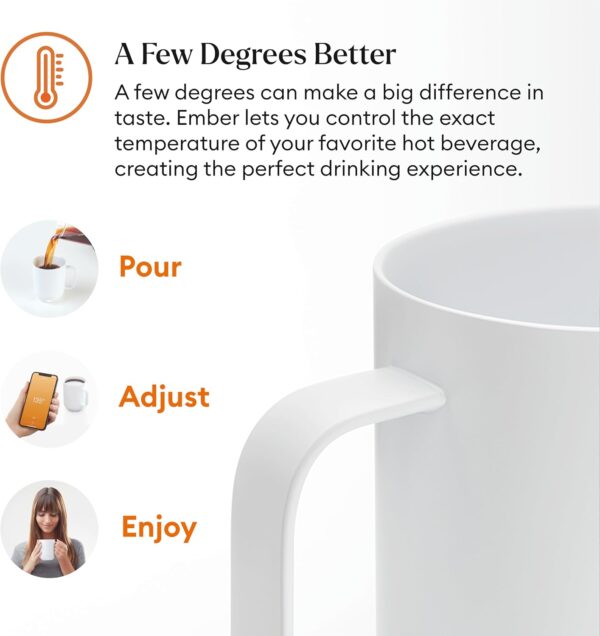 Ember Temperature Control Smart Mug 2, 10 Oz, App-Controlled Heated Coffee Mug with 80 Min Battery Life and Improved Design, White - Image 6