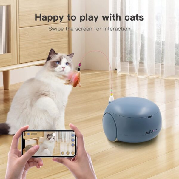 Pet Camera Treat Dispenser, Cat Dog Camera, Automatic Pet Feeder with App Remote Control, 2 Way Audio, 1080P HD Mobile Camera with Night Vision, Interactive Replaceable Cat Teaser - Image 5