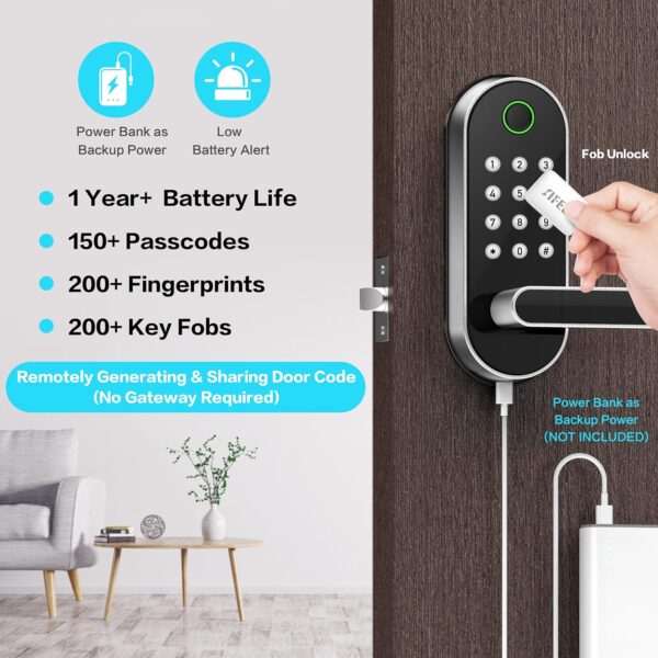 Keyless Entry Smart Door Lock: Digital Electronic Lock with Code, Electric Door Knob, Door Handle Lock, Perfect for Exterior/Interior/Entry/Bedroom Doors - Image 3