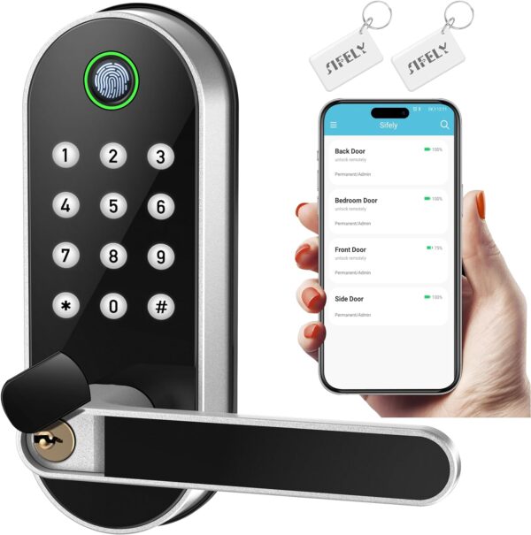 Keyless Entry Smart Door Lock: Digital Electronic Lock with Code, Electric Door Knob, Door Handle Lock, Perfect for Exterior/Interior/Entry/Bedroom Doors