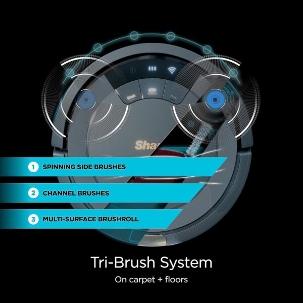 Shark AV753 ION Robot Vacuum, Tri-Brush System, Wifi Connected, 120 Min Runtime, Works with Alexa, Multi Surface Cleaning, Grey - Image 2